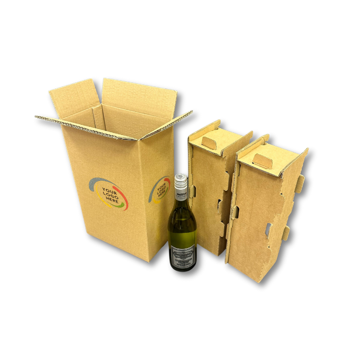 Custom Printed Wine Bottle Shipping Boxes - Brown